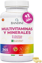 Bandini® Multivitaminas Hombre Y Mujer Con Minerales, 365 Comprimidos (1 Año), Vitamina C, Vitamína B, D, E, Magnesio, Zinc, Calcio, Hierro Y Más, 13 Vitaminas Y 11 Minerales, Multivit Antioxidante